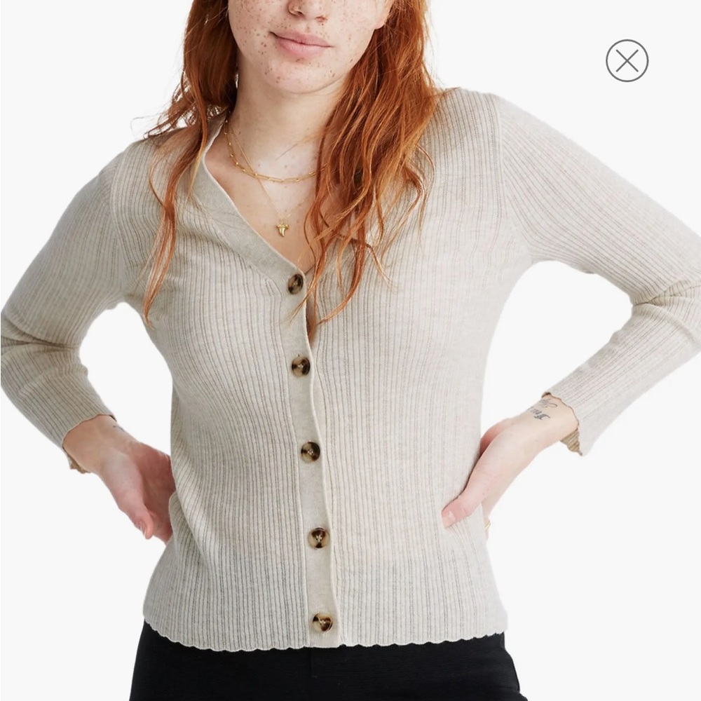 Madewell Altona Button Front Pointelle Slim Cardigan